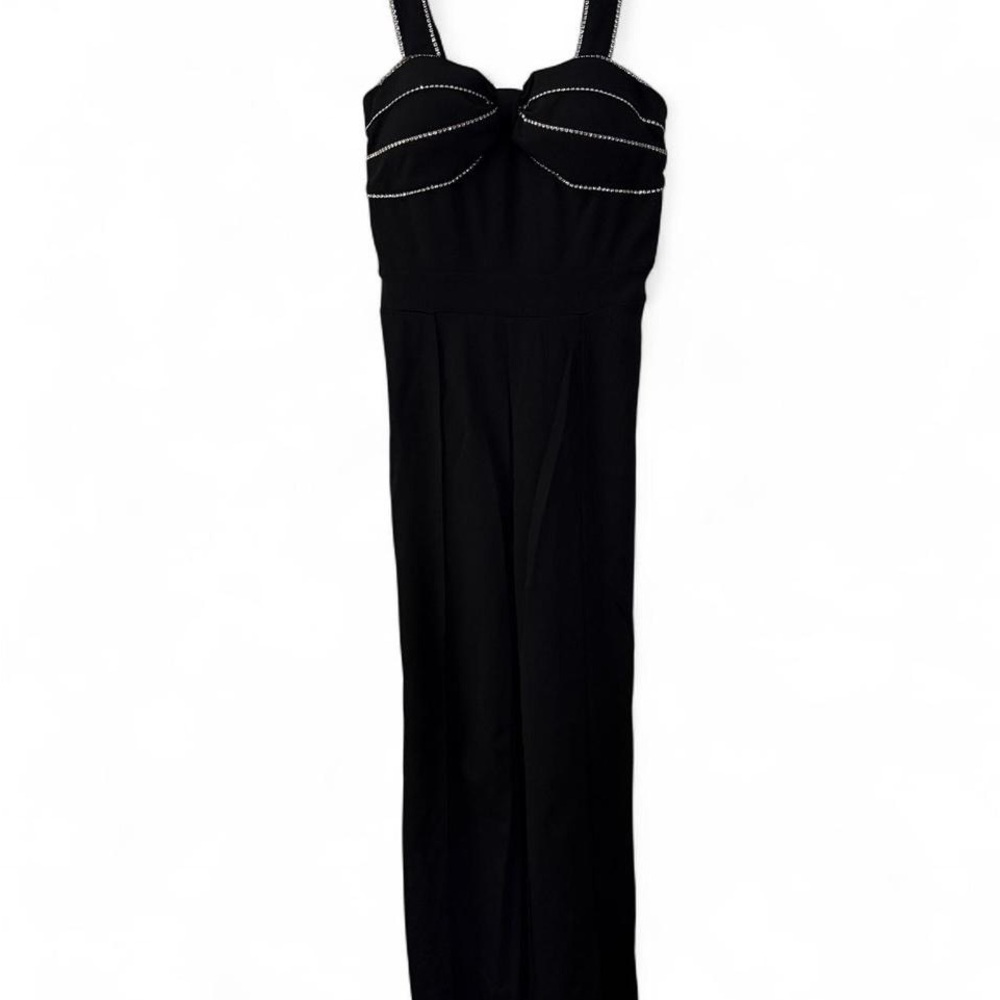 Elegant Black Jumpsuit with White Stitching